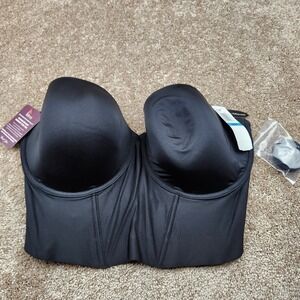 Felina Body-Veil Black Longline Strapless Bra 38DDD 380104 NWT